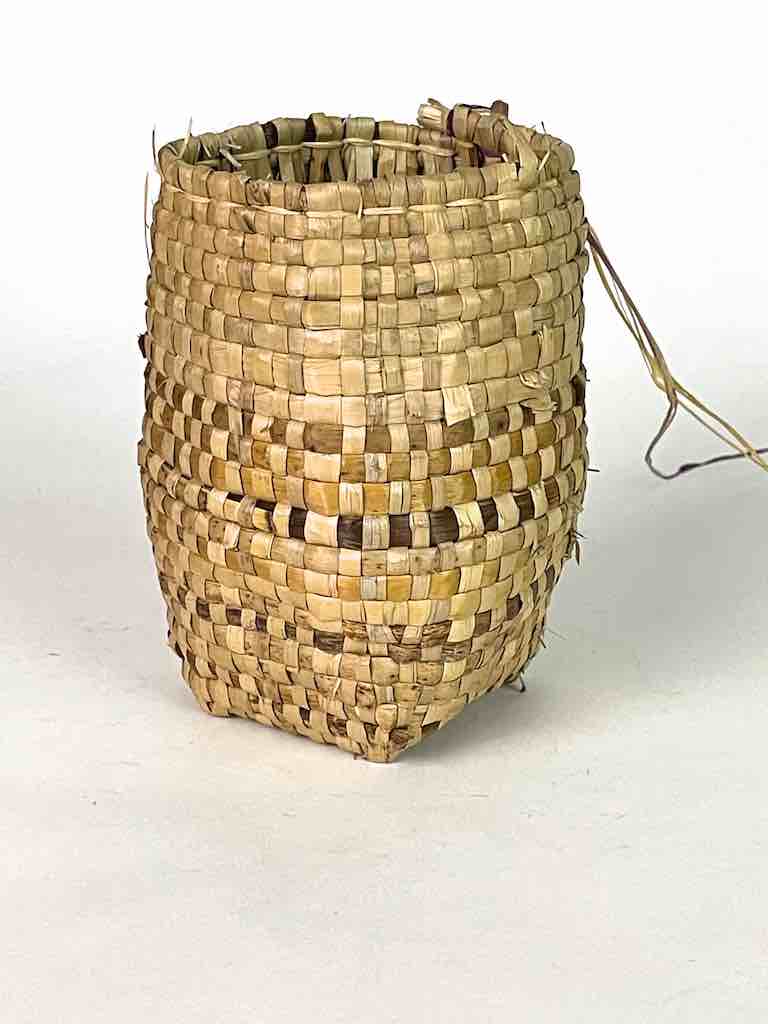 Handwoven Flexible Very Small Cylindrical Swampgrass Basket