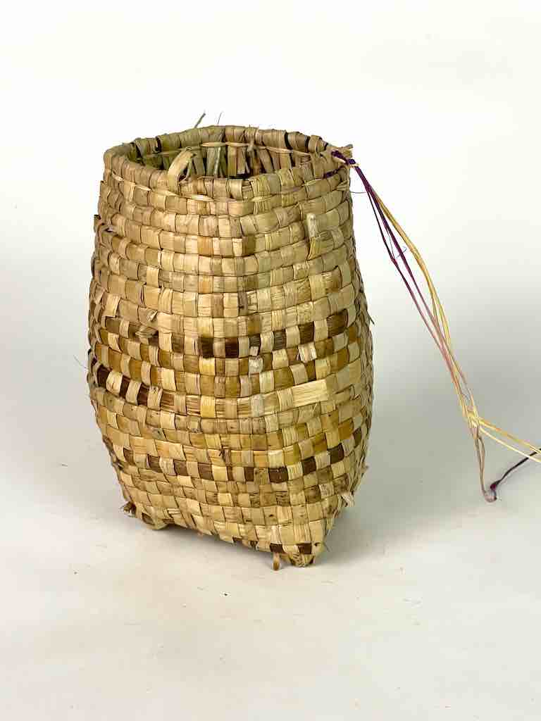 Handwoven Flexible Very Small Cylindrical Swampgrass Basket
