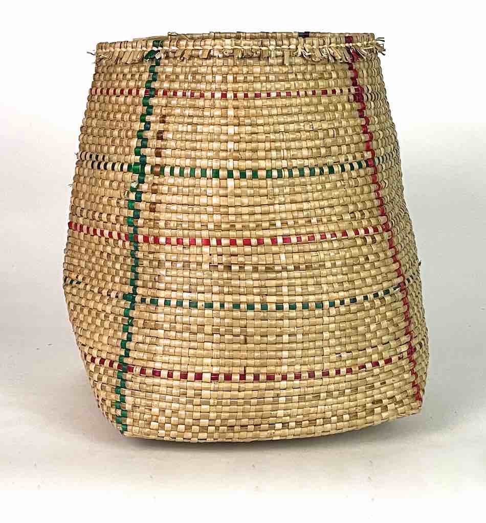 Medium Red/Green Plaid-look Woven Flexible Deep Swampgrass Basket - Togo