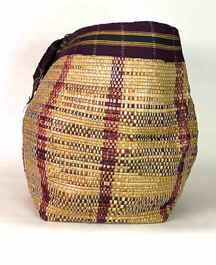 Large Deep Flexible Swampgrass Basket, Cloth Rim - Benin