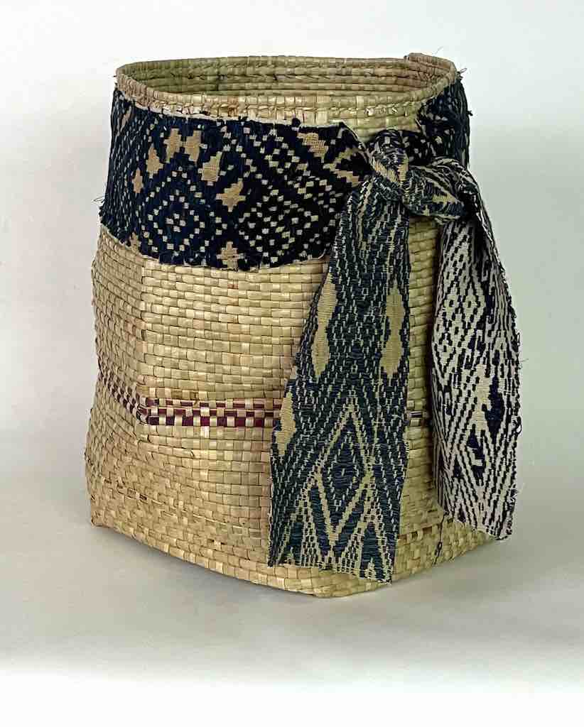 Deep Flexible Swampgrass Basket, Vintage Cloth Rim - Benin