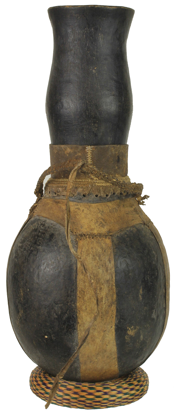 Vintage Wooden & Leather Milk Vessel from Congo, Africa | 17" - Niger Bend