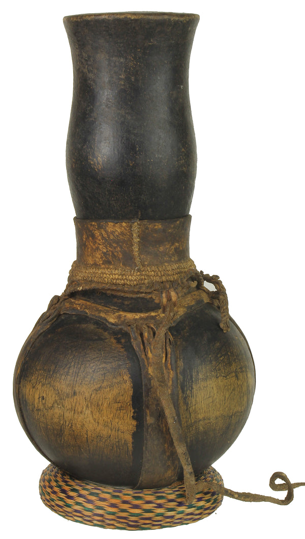 Vintage Wooden & Leather Milk Vessel from Congo, Africa | 14" - Niger Bend