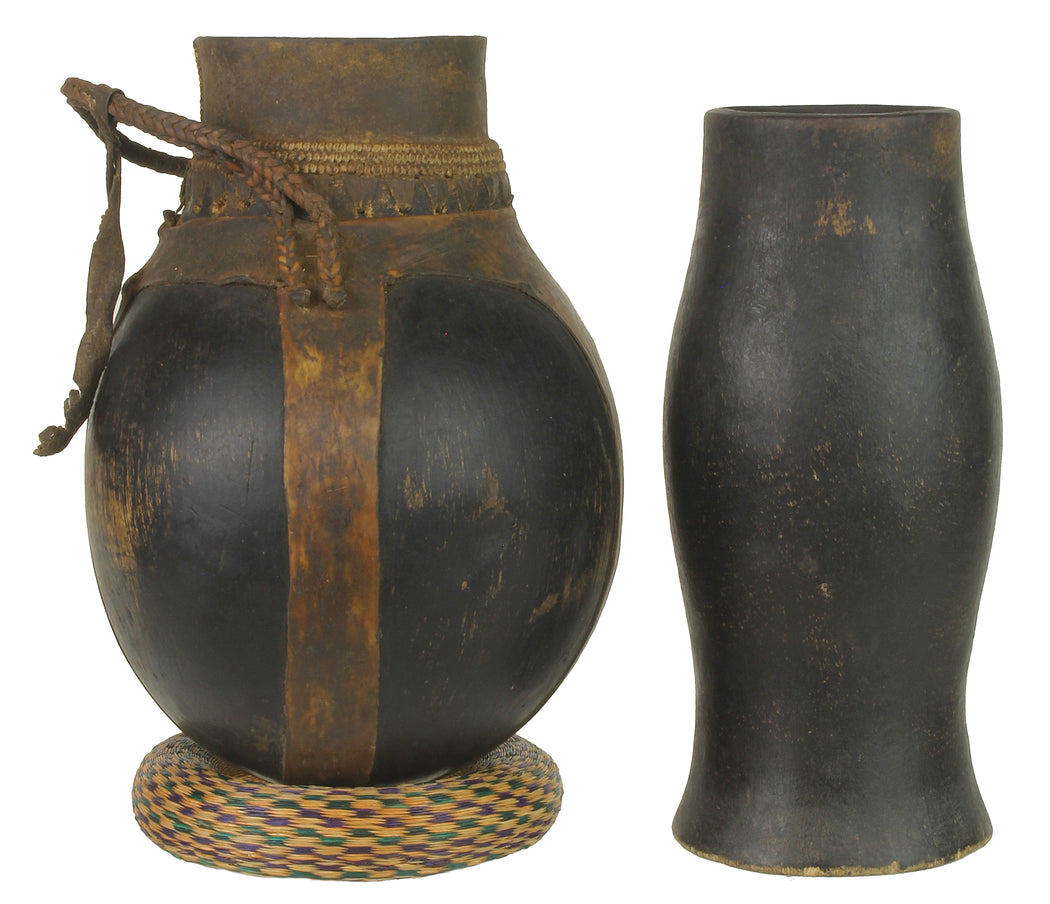 Vintage Wooden & Leather Milk Vessel from Congo, Africa | 17" - Niger Bend