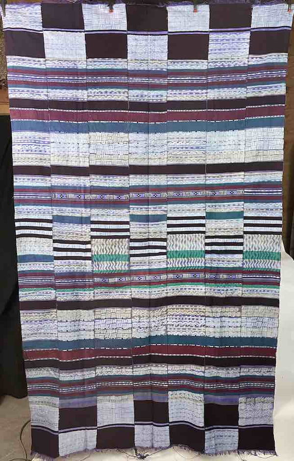 XL Fulani Peulh African Black & White Mudcloth Textile | 83 x 50"