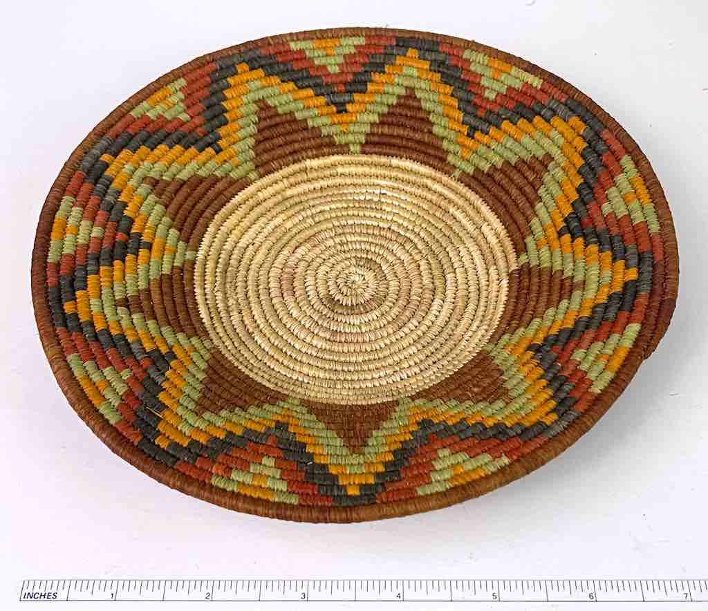Small Very Thin Coil Finest Quality Handwoven Rwenzori Raffia Shallow Basket/Bowl | 7.5"