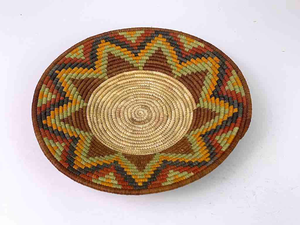 Small Very Thin Coil Finest Quality Handwoven Rwenzori Raffia Shallow Basket/Bowl | 7.5"