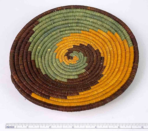 Small Very Thin Coil Finest Quality Handwoven Rwenzori Raffia Shallow Basket/Bowl | 6"