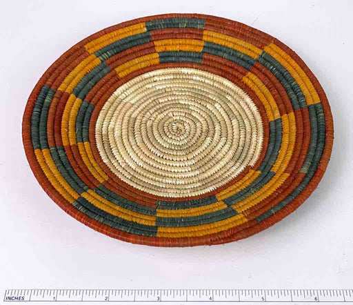 Small Very Thin Coil Finest Quality Handwoven Rwenzori Raffia Shallow Basket/Bowl | 7"