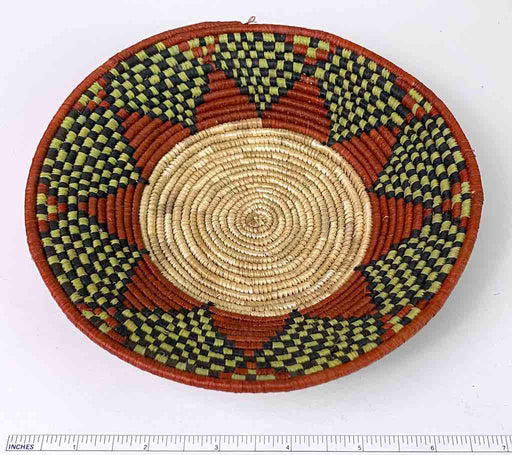 Small Very Thin Coil Finest Quality Handwoven Rwenzori Raffia Shallow Basket/Bowl | 6"