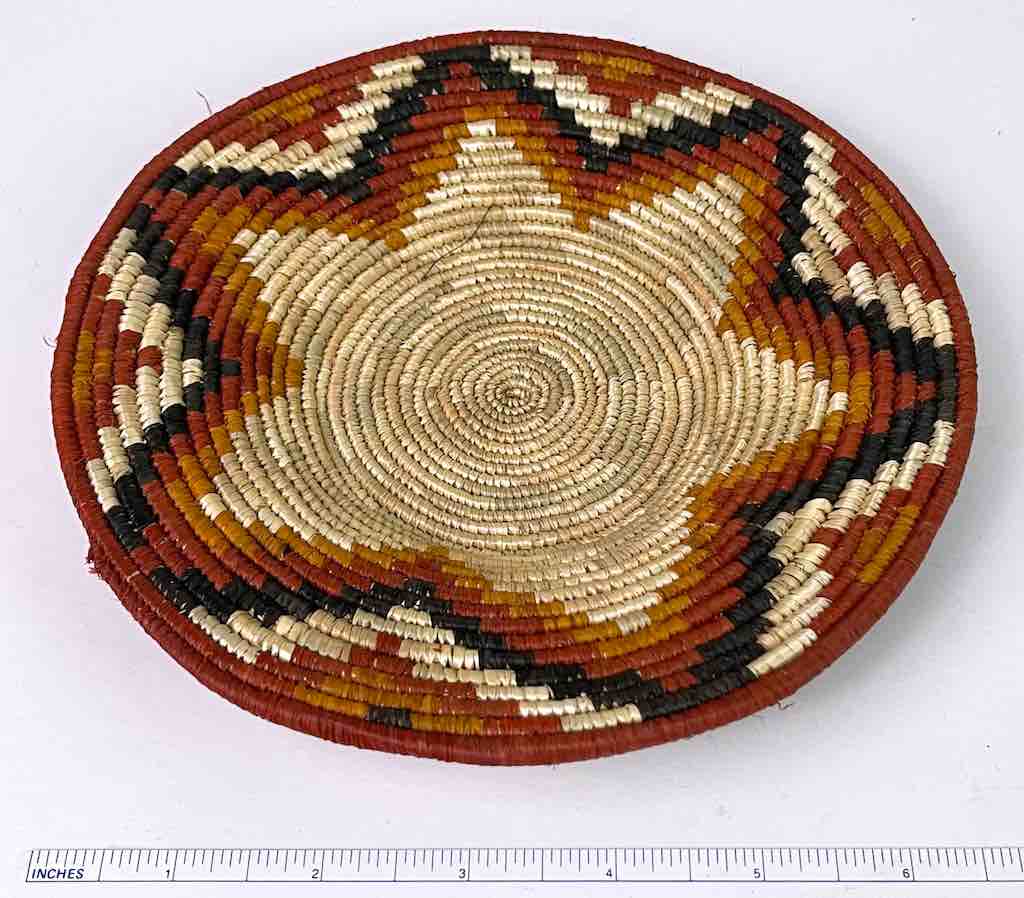 Small Very Thin Coil Finest Quality Handwoven Rwenzori Raffia Shallow Basket/Bowl | 7"
