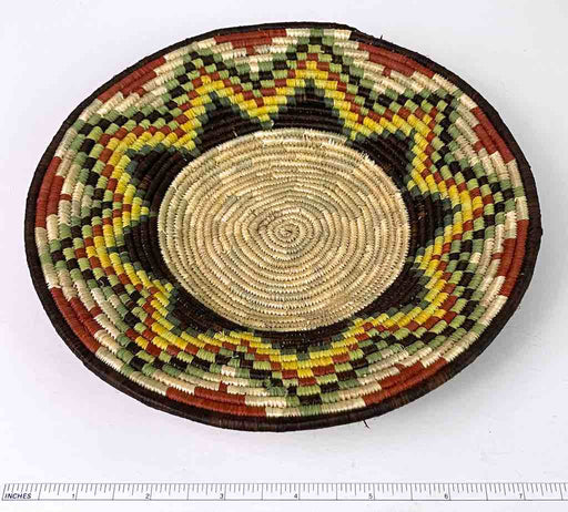 Small Very Thin Coil Finest Quality Handwoven Rwenzori Raffia Shallow Basket/Bowl | 7.5"