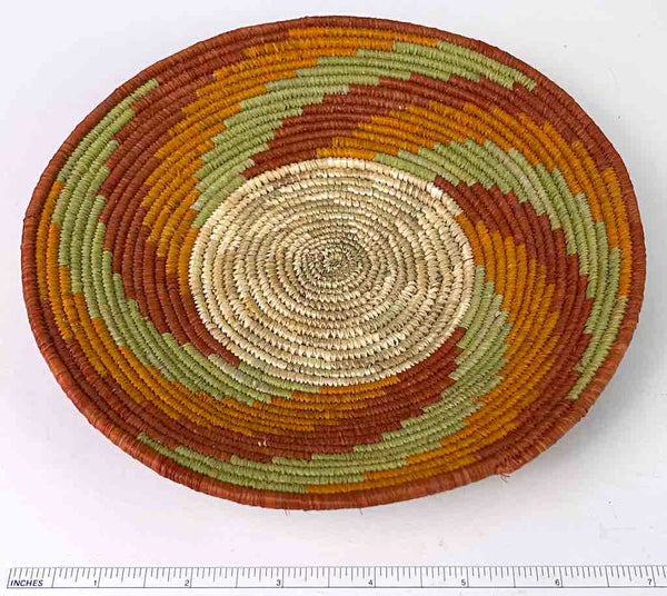 Small Very Thin Coil Finest Quality Handwoven Rwenzori Raffia Shallow Basket/Bowl | 7.5"