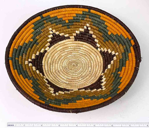 Small Very Thin Coil Finest Quality Handwoven Rwenzori Raffia Shallow Basket/Bowl | 8"