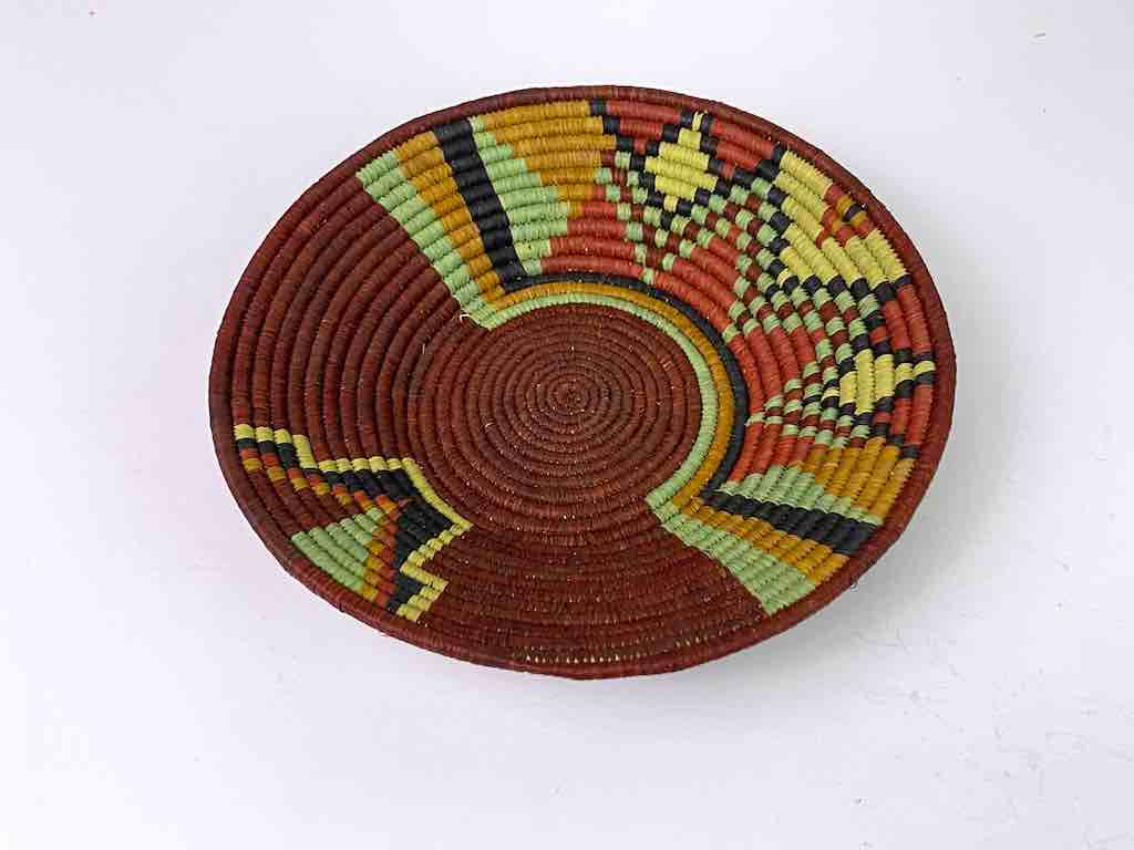 Small Very Thin Coil Finest Quality Handwoven Rwenzori Raffia Shallow Basket/Bowl | 6.5"