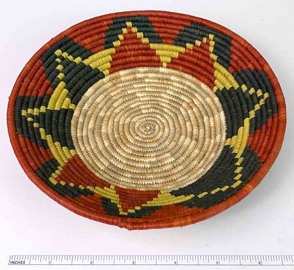 Small Very Thin Coil Finest Quality Handwoven Rwenzori Raffia Shallow Basket/Bowl | 7"
