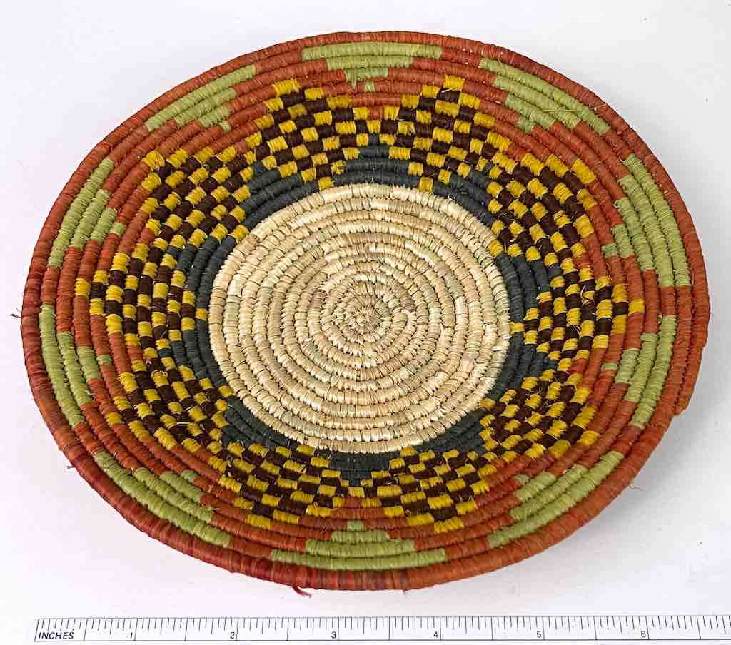 Small Very Thin Coil Finest Quality Handwoven Rwenzori Raffia Shallow Basket/Bowl | 7"