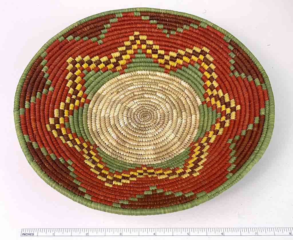 Small Very Thin Coil Finest Quality Handwoven Rwenzori Raffia Shallow Basket/Bowl | 8"