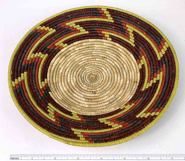Small Very Thin Coil Finest Quality Handwoven Rwenzori Raffia Shallow Basket/Bowl | 8"