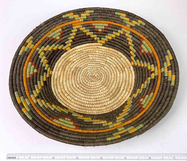 Small Very Thin Coil Finest Quality Handwoven Rwenzori Raffia Shallow Basket/Bowl | 8"