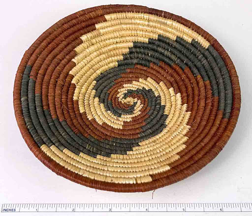 Small Very Thin Coil Finest Quality Handwoven Rwenzori Raffia Shallow Basket/Bowl | 6.5"