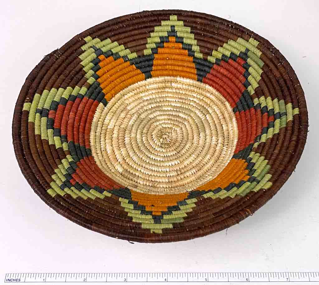 Small Very Thin Coil Finest Quality Handwoven Rwenzori Raffia Shallow Basket/Bowl | 8"