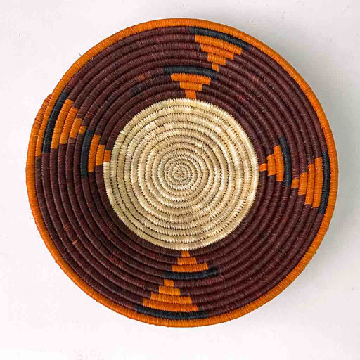 Small Thin Coil Handwoven Rwenzori Raffia Shallow Basket/Bowl | 7"