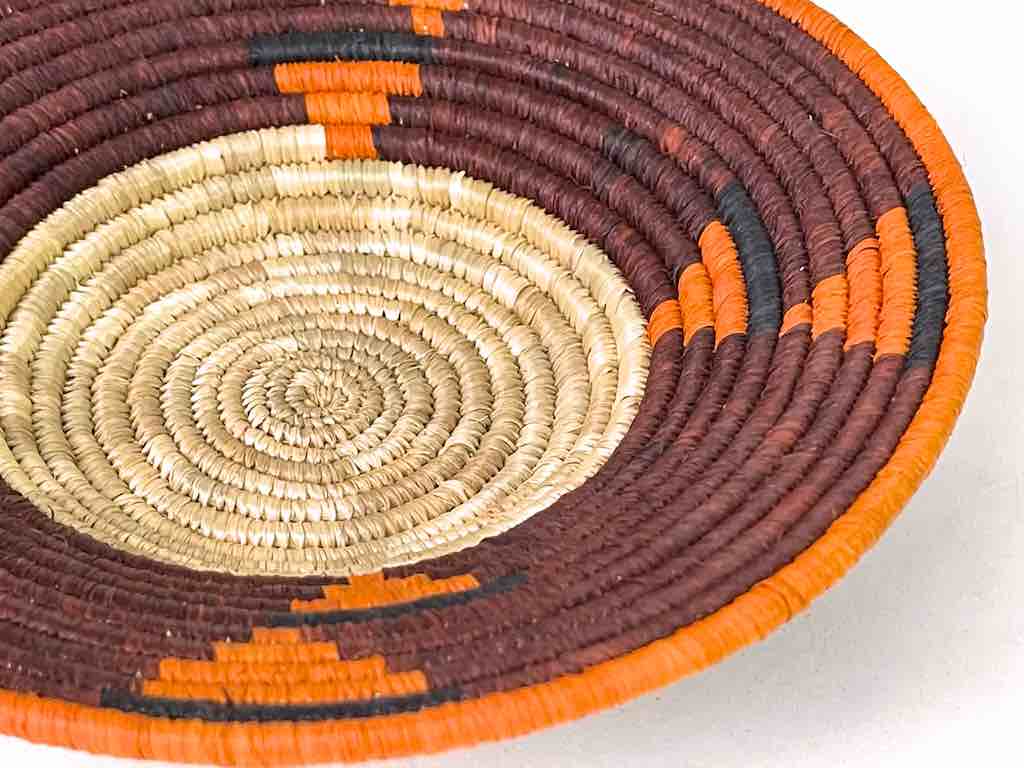 Small Thin Coil Handwoven Rwenzori Raffia Shallow Basket/Bowl | 7"