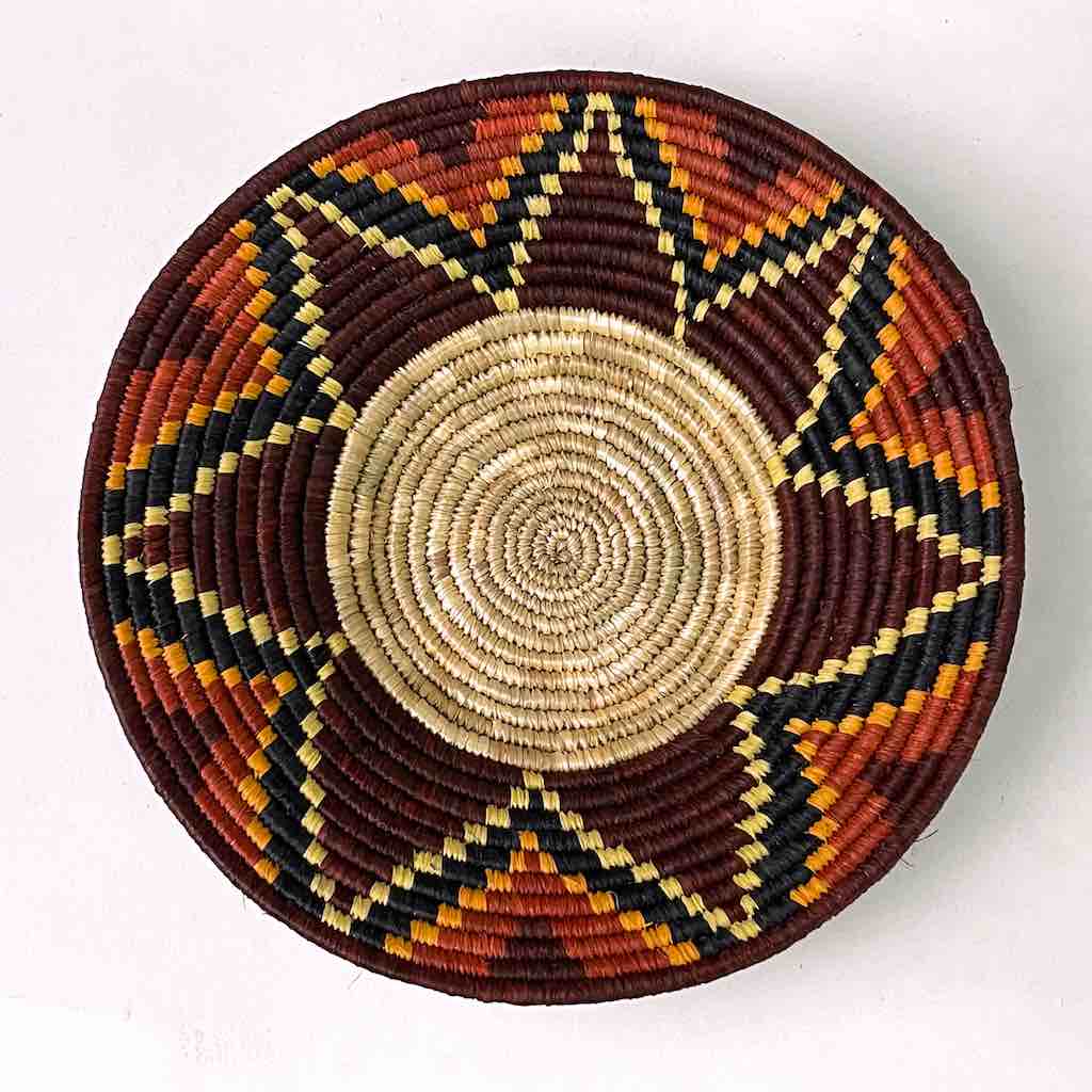 Small Very Thin Coil Finest Quality Handwoven Rwenzori Raffia Shallow Basket/Bowl | 6"