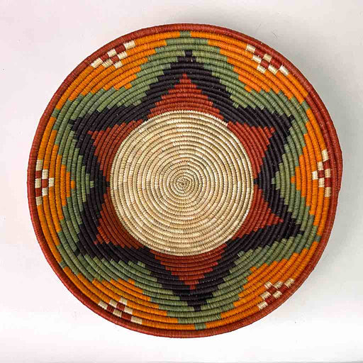 Very Thin Coil Finest Quality Handwoven Rwenzori Raffia Shallow Basket/Bowl | 9"