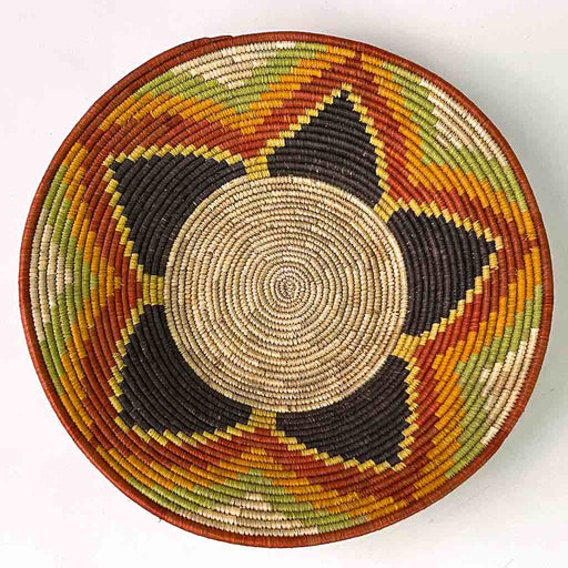 Very Thin Coil Finest Quality Handwoven Rwenzori Raffia Shallow Basket/Bowl | 10"