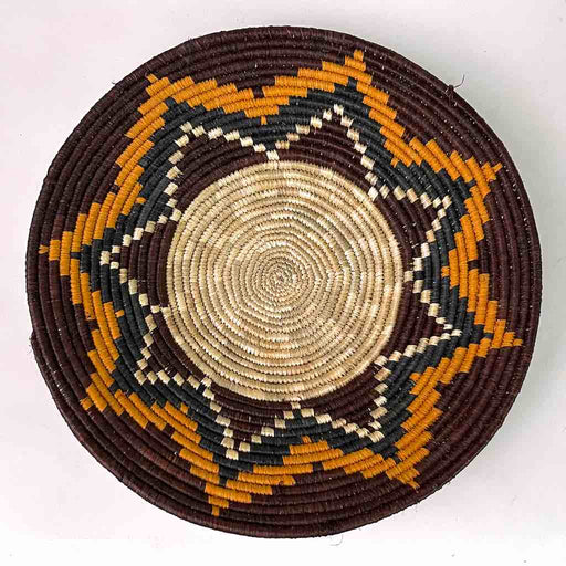 Very Thin Coil Finest Quality Handwoven Rwenzori Raffia Shallow Basket/Bowl | 10"