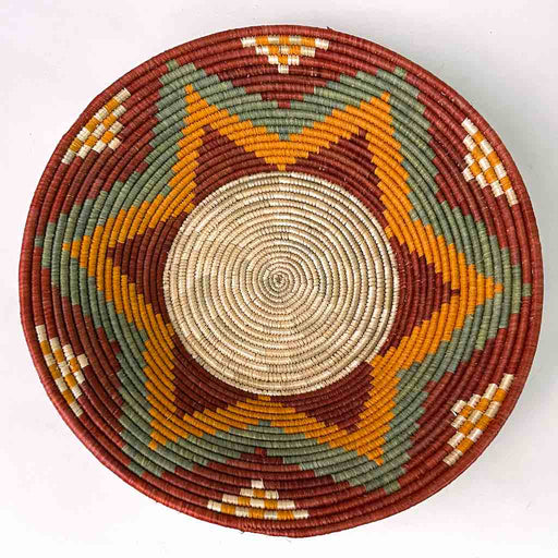 Very Thin Coil Finest Quality Handwoven Rwenzori Raffia Shallow Basket/Bowl | 9"