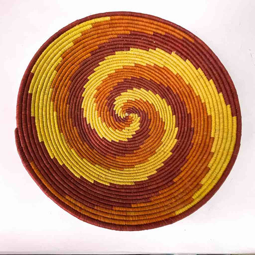 Very Thin Coil Finest Quality Handwoven Rwenzori Raffia Shallow Basket/Bowl | 10"