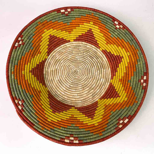 Very Thin Coil Finest Quality Handwoven Rwenzori Raffia Shallow Basket/Bowl | 10"