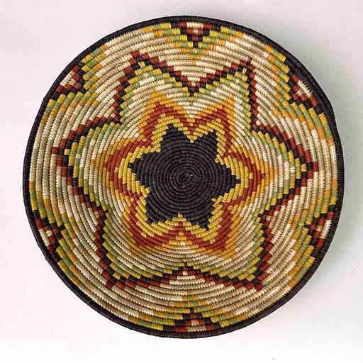 Very Thin Coil Finest Quality Handwoven Rwenzori Raffia Shallow Basket/Bowl | 9"