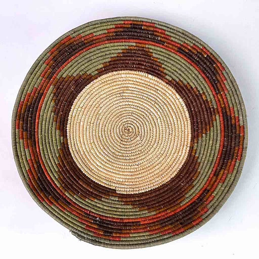 Very Thin Coil Finest Quality Handwoven Rwenzori Raffia Shallow Basket/Bowl | 10"