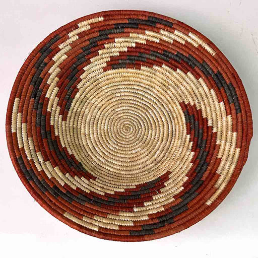 Very Thin Coil Finest Quality Handwoven Rwenzori Raffia Shallow Basket/Bowl | 10"