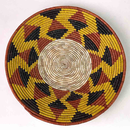 Very Thin Coil Finest Quality Handwoven Rwenzori Raffia Shallow Basket/Bowl | 10"