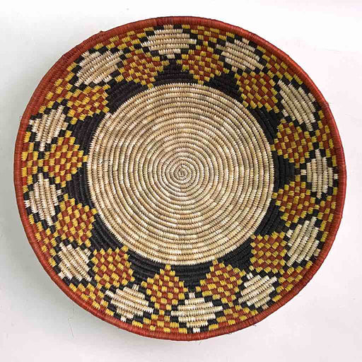 Very Thin Coil Finest Quality Handwoven Rwenzori Raffia Shallow Basket/Bowl | 10"