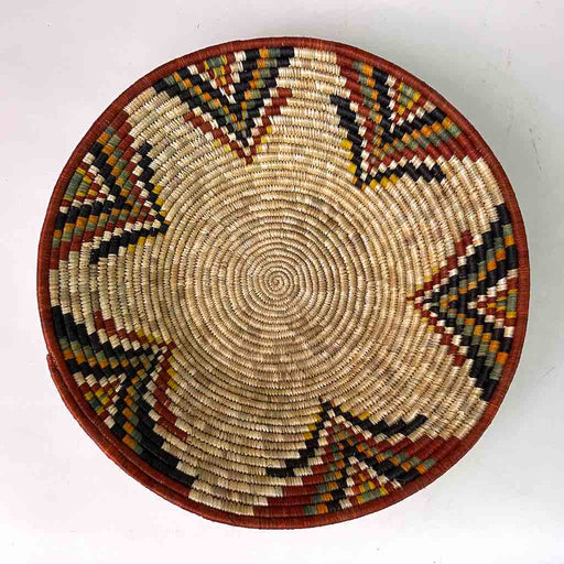 Very Thin Coil Finest Quality Handwoven Rwenzori Raffia Shallow Basket/Bowl | 10"