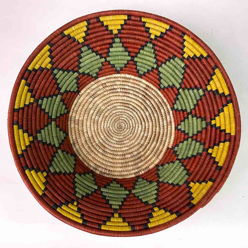 Large Very Thin Coil Finest Quality Handwoven Rwenzori Raffia Shallow Basket/Bowl | 11"