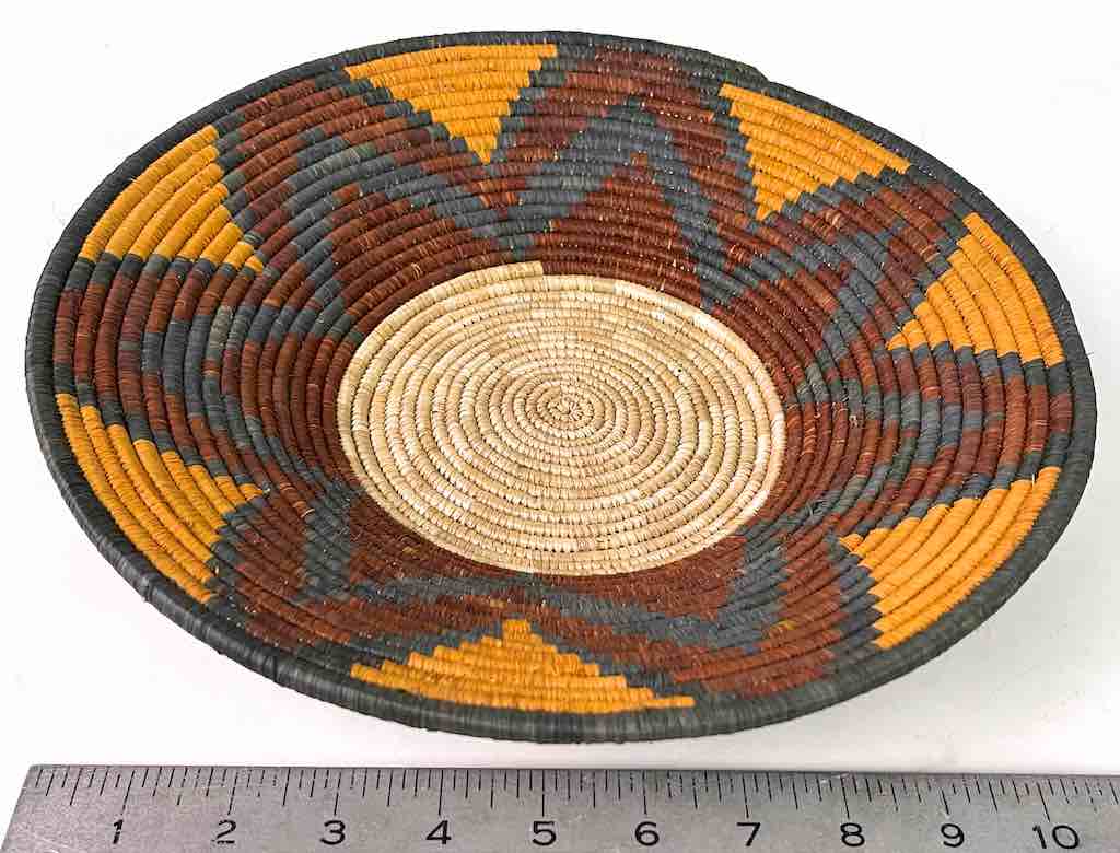 Large Very Thin Coil Finest Quality Handwoven Rwenzori Raffia Shallow Basket/Bowl | 12"