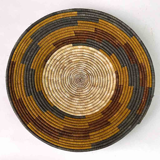 Very Thin Coil Finest Quality Handwoven Rwenzori Raffia Shallow Basket/Bowl | 10"