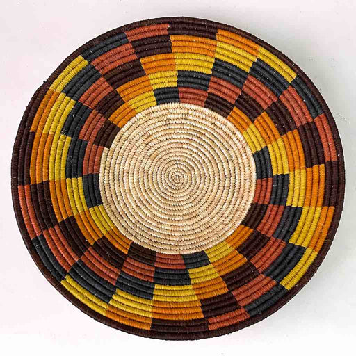 Large Very Thin Coil Finest Quality Handwoven Rwenzori Raffia Shallow Basket/Bowl | 11"