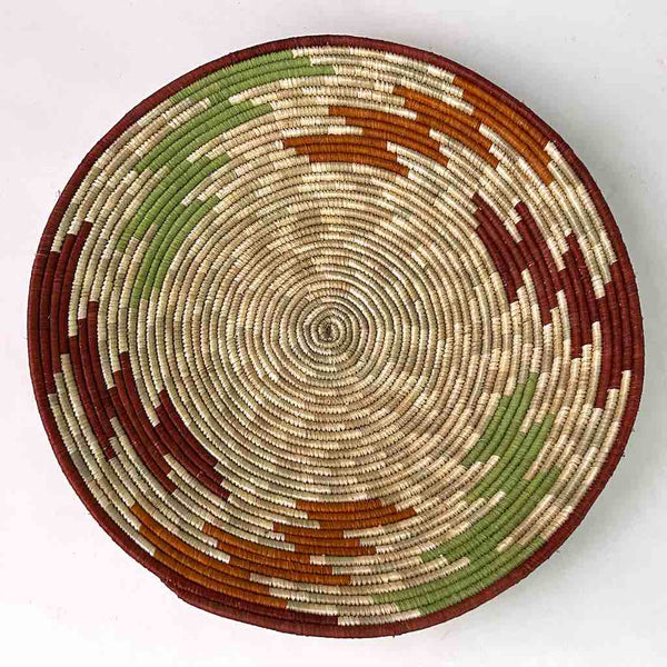 Large Very Thin Coil Finest Quality Handwoven Rwenzori Raffia Shallow Basket/Bowl | 11"