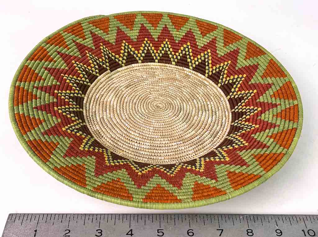 Large Very Thin Coil Finest Quality Handwoven Rwenzori Raffia Shallow Basket/Bowl | 11"