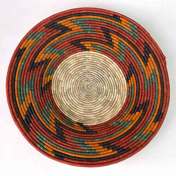 Large Very Thin Coil Finest Quality Handwoven Rwenzori Raffia Shallow Basket/Bowl | 11"