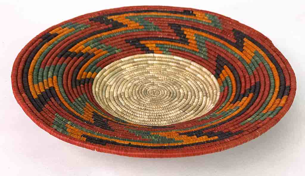 Large Very Thin Coil Finest Quality Handwoven Rwenzori Raffia Shallow Basket/Bowl | 11"