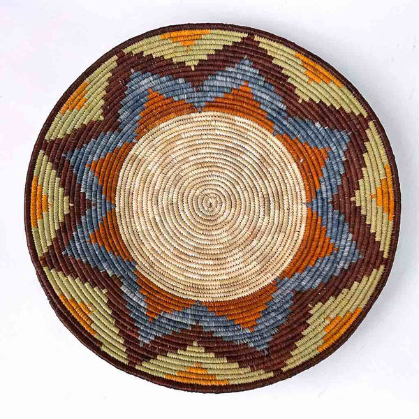 Large Very Thin Coil Finest Quality Handwoven Rwenzori Raffia Shallow Basket/Bowl | 10.5"